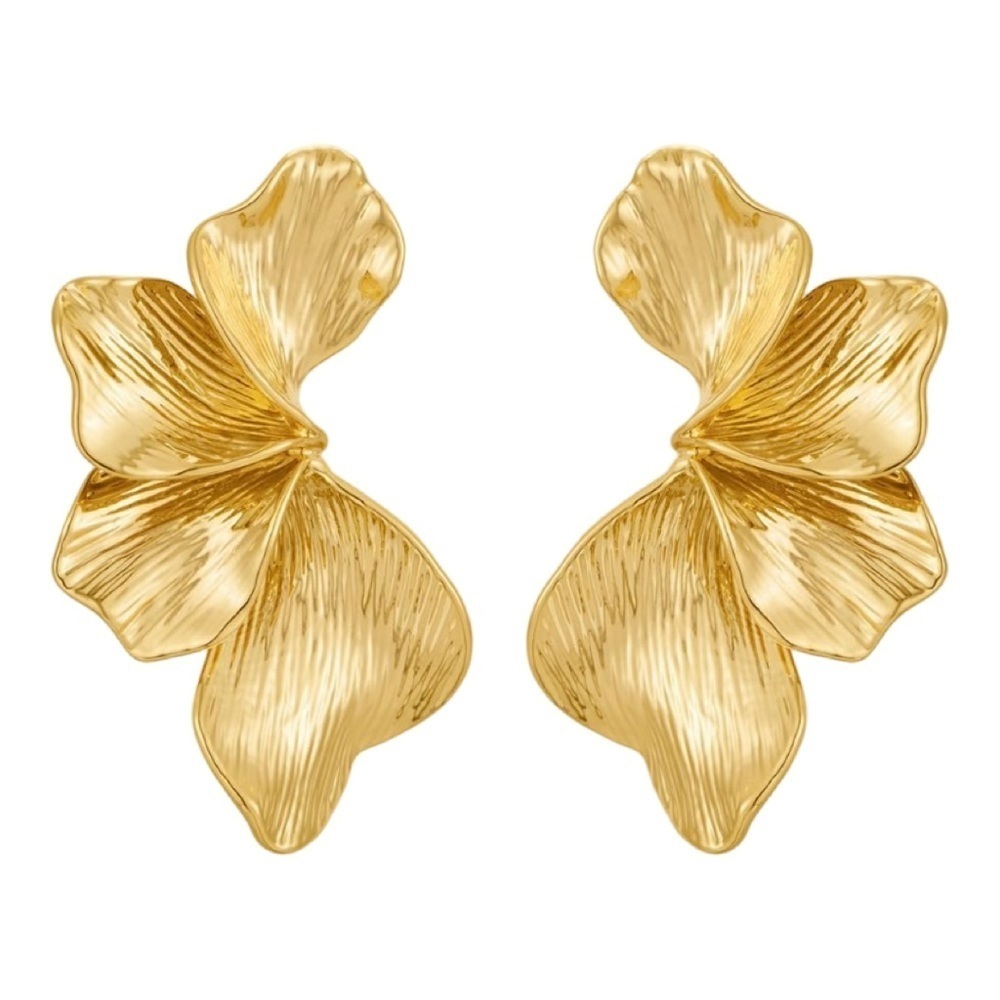 Large Gold Flower Earrings (7410)